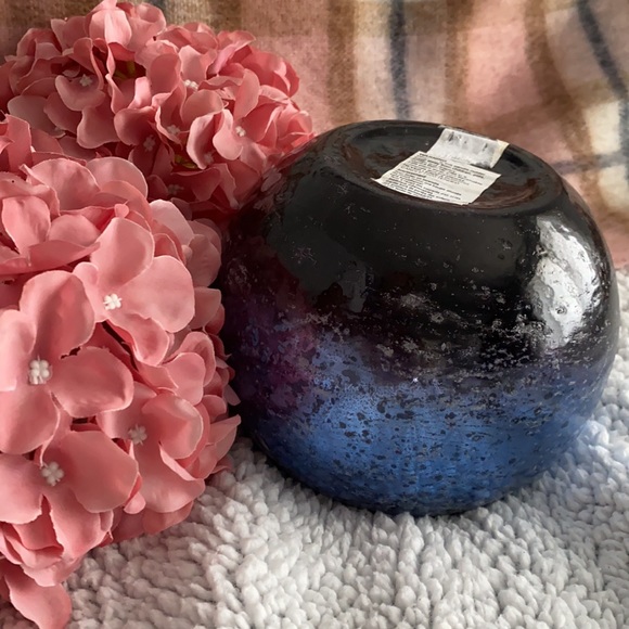 Blue/Black ombré glass crackle candle bowl - Picture 3 of 7